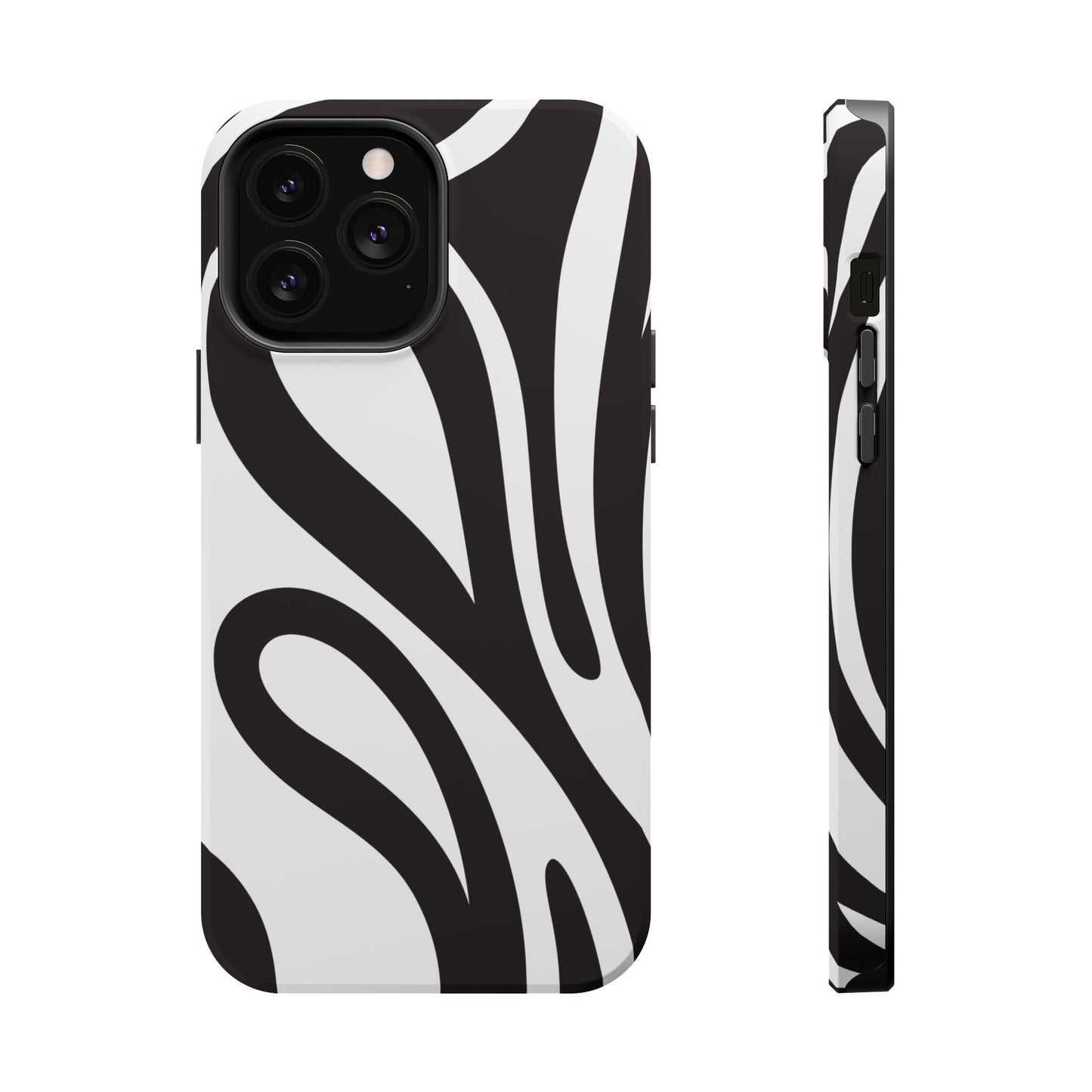 Modern Black and White Abstract Tough MagSafe iPhone Case – Bold Graphic Pattern with Dual-Layer Protection