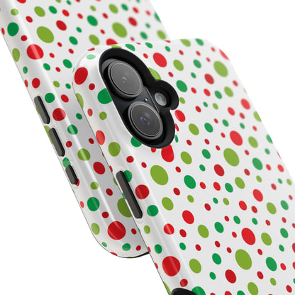 Red & Green Christmas Polka Dots – MagSafe iPhone Case