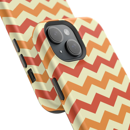 Warm Sunset Chevron – Orange, Red & Cream Geometric MagSafe iPhone Case