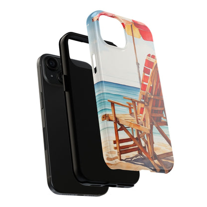 Beach Bliss iPhone Series Case – Relaxing Seaside Chair and Umbrella Design