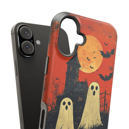 Haunted House & Ghosts MagSafe iPhone Case – Spooky Halloween Full Moon Design