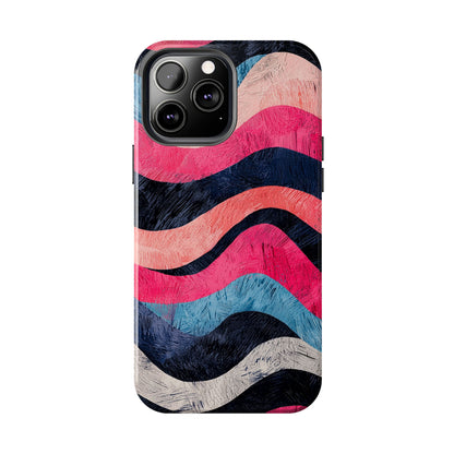 Abstract Wave Pattern iPhone Case – Shockproof, Matte Finish, Dual-Layer Protection