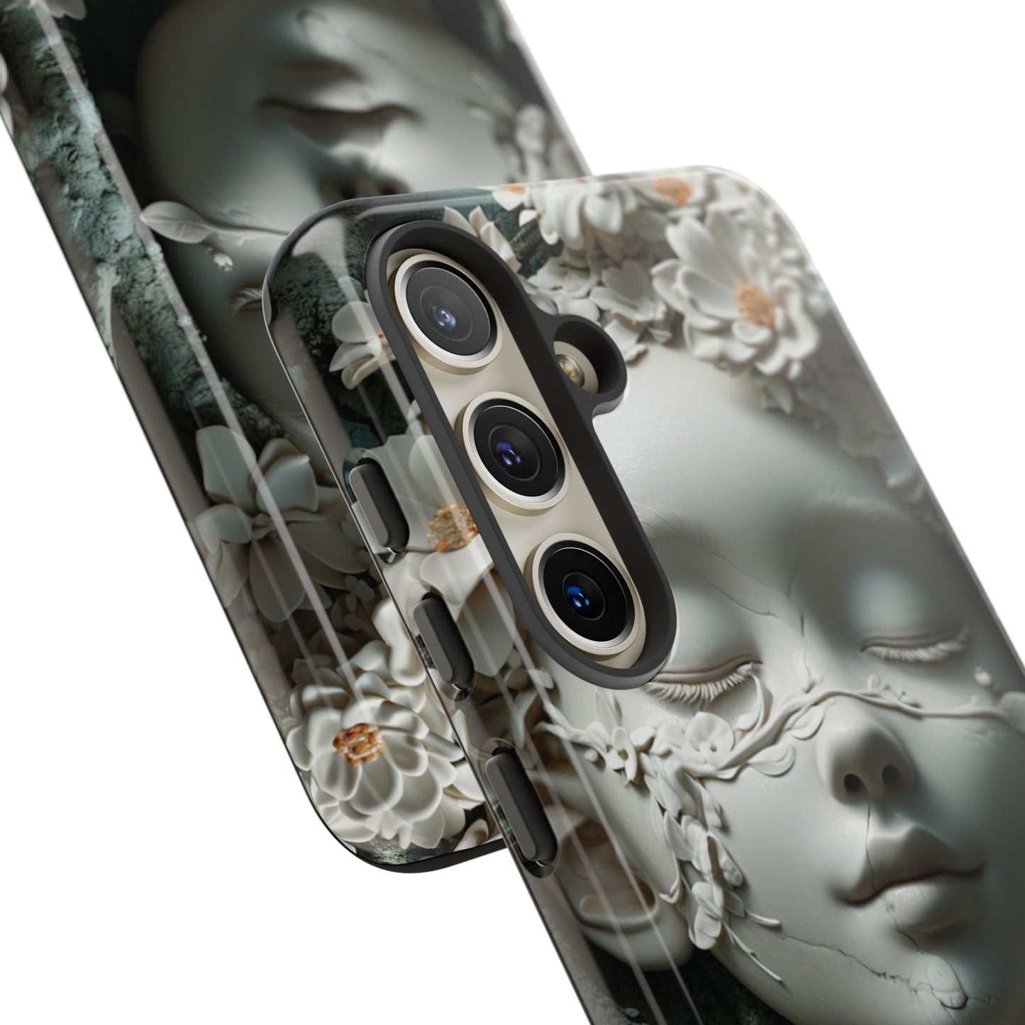 Coquette Statue & Florals Phone Case - Serene Beauty for Your Device - Ethereal Elegance - Marble Princess and Flowers - iPhones and Samsung - BOGO Cases