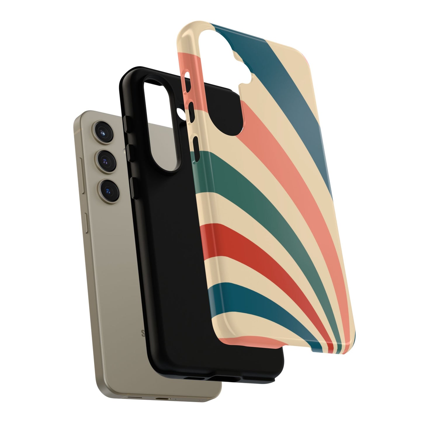 Retro Sunburst Swirl Samsung Galaxy Case – Dual-Layer Protection with Bold 70s Vibes