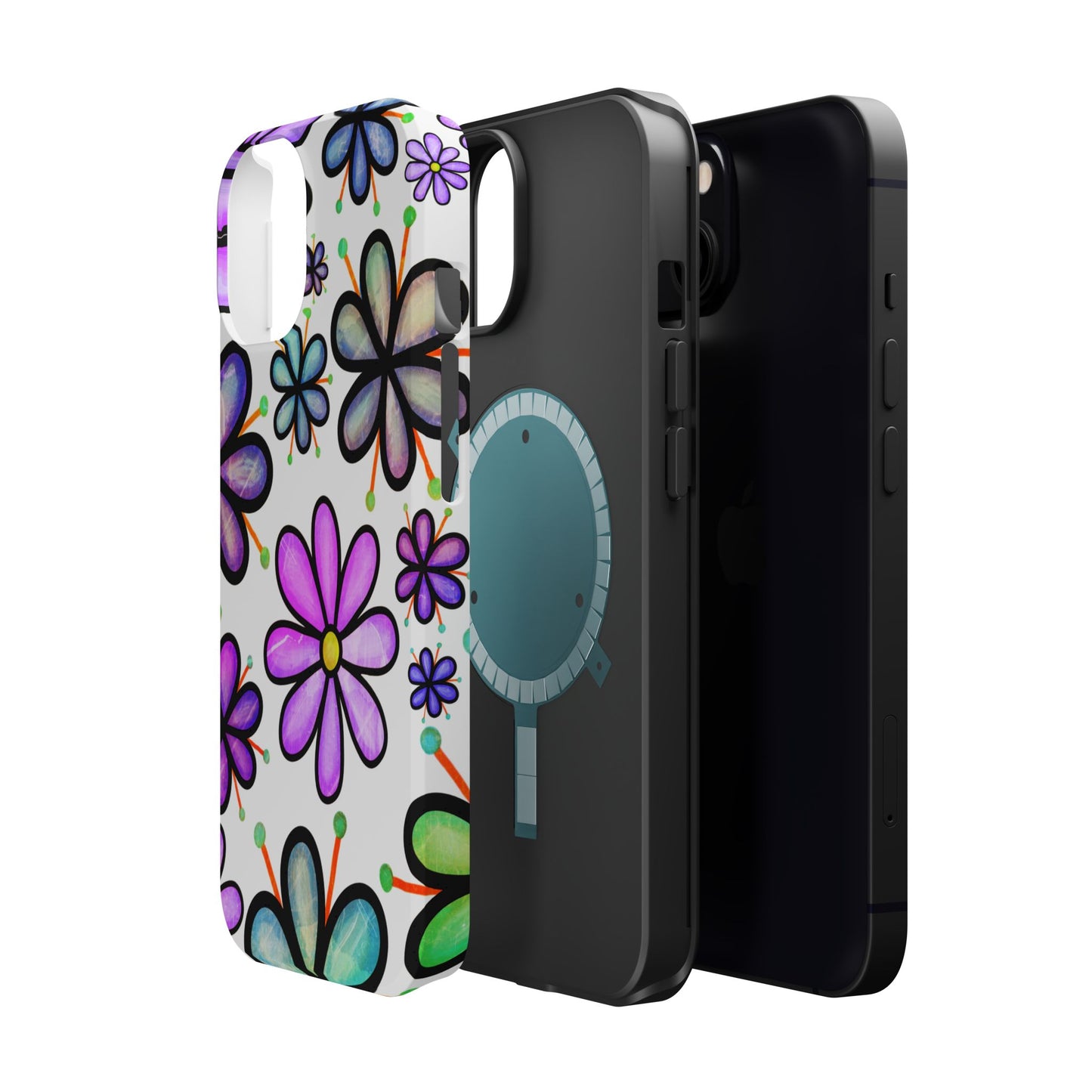 Whimsical Lavender Floral MagSafe iPhone Case – Ultra-Slim, High-Gloss Finish