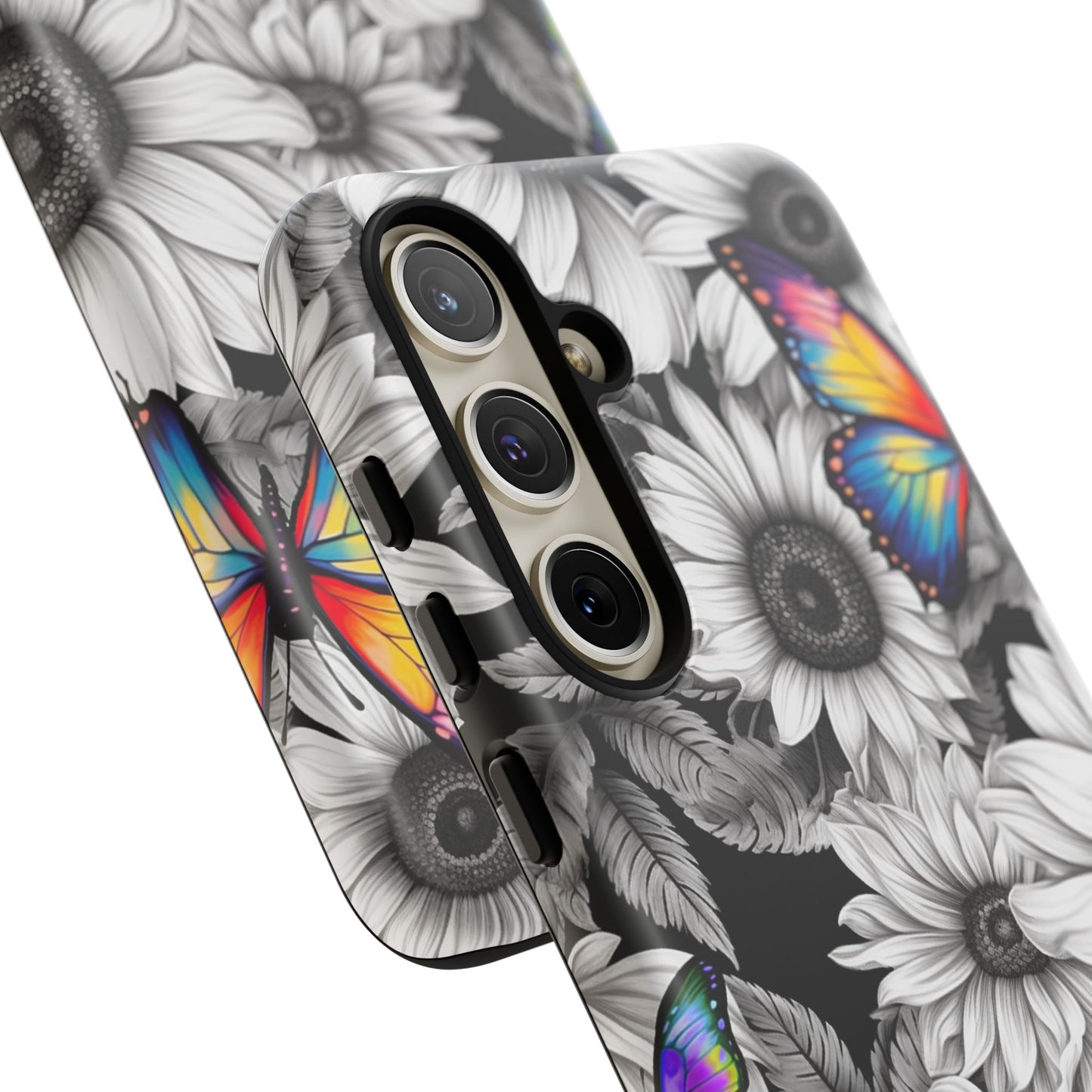 Rainbow Butterflies & Monochrome Sunflowers – Samsung Galaxy Case