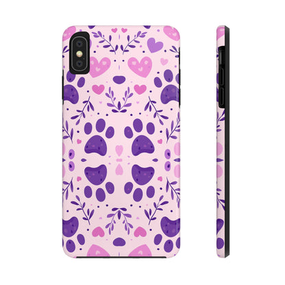 Pastel Paw Print iPhone Case - Cute Pet-Themed Floral Protective Cover