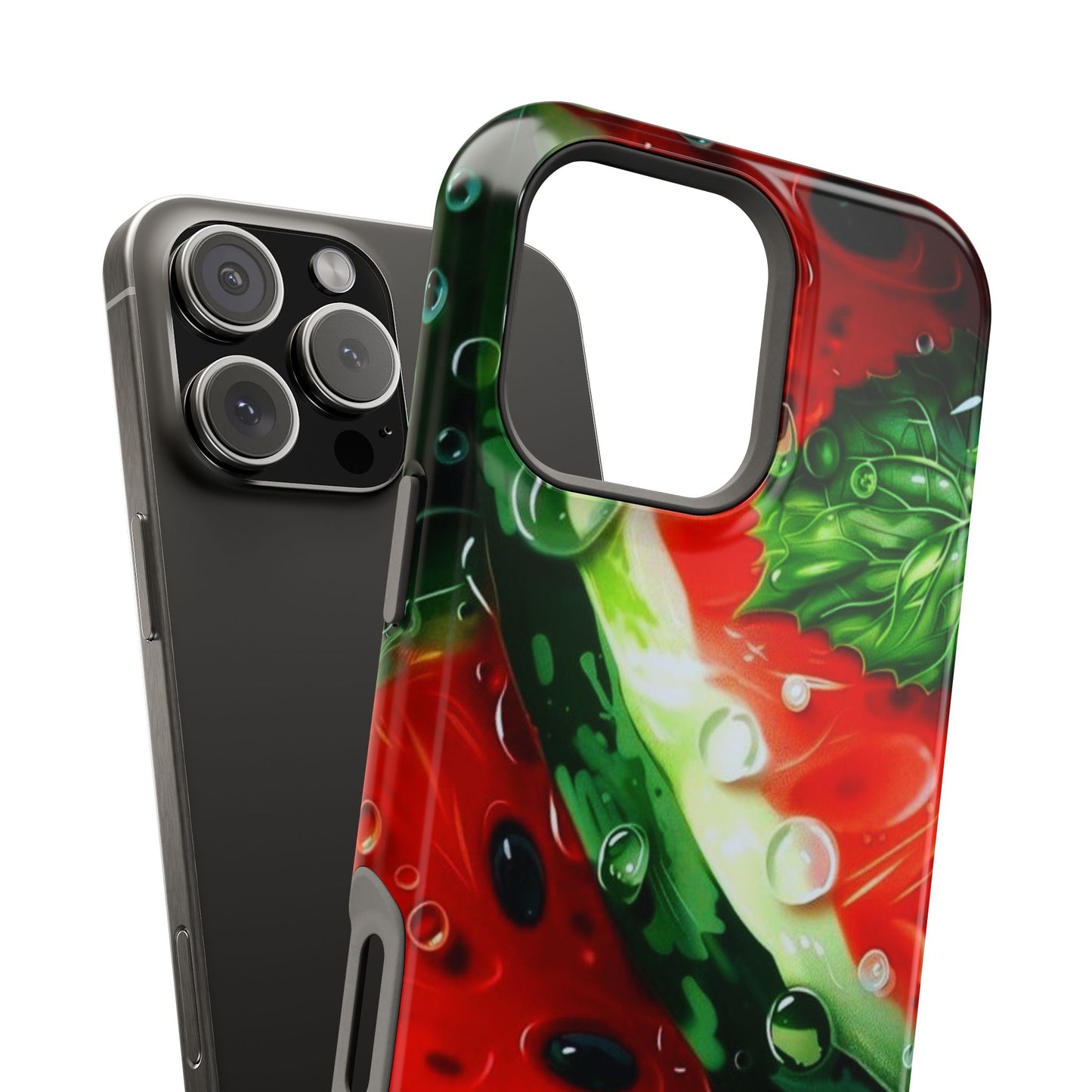 Juicy Watermelon & Mint MasSafe iPhone Case – Tough Dual-Layer, Vibrant Summer Design