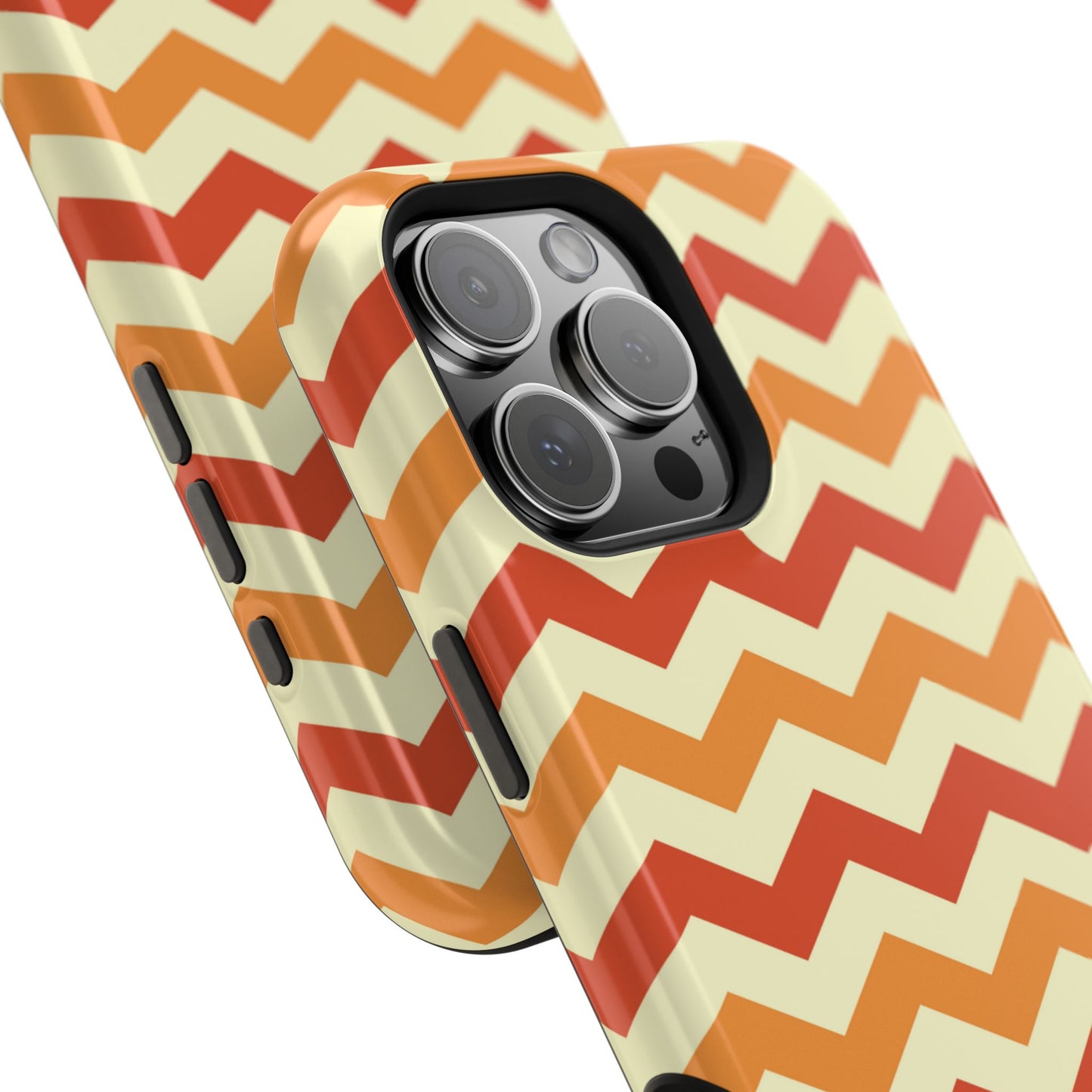 Warm Sunset Chevron – Orange, Red & Cream Geometric MagSafe iPhone Case