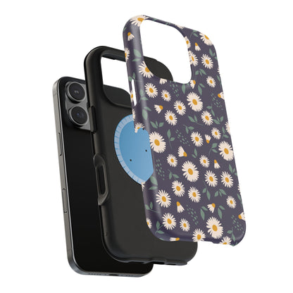 Midnight Daisy MagSafe iPhone Case – Dark Navy Floral Design, Slim and Protective