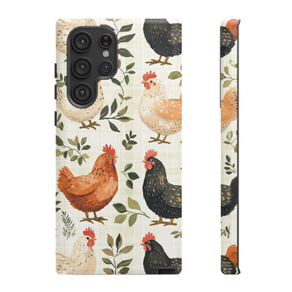 Samsung Galaxy Case: Vintage Chicken Farmhouse Case – Rustic Leaves Design