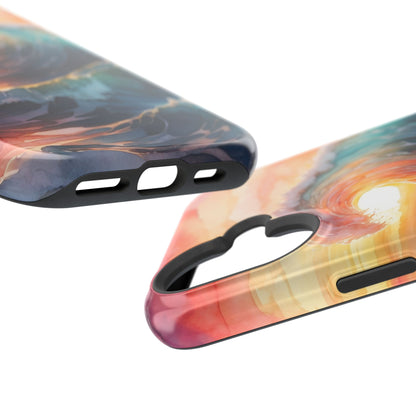 Ocean Sunrise Wave MagSafe iPhone Case – Vibrant Watercolor Wave Design