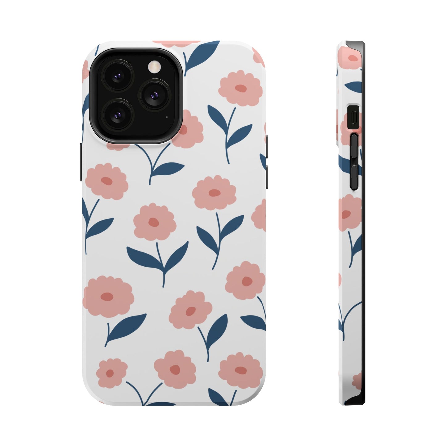 Playful Pink Floral Tough MagSafe  iPhone Case – Soft Pastel Design, Slim & Shockproof