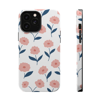 Playful Pink Floral Tough MagSafe  iPhone Case – Soft Pastel Design, Slim & Shockproof