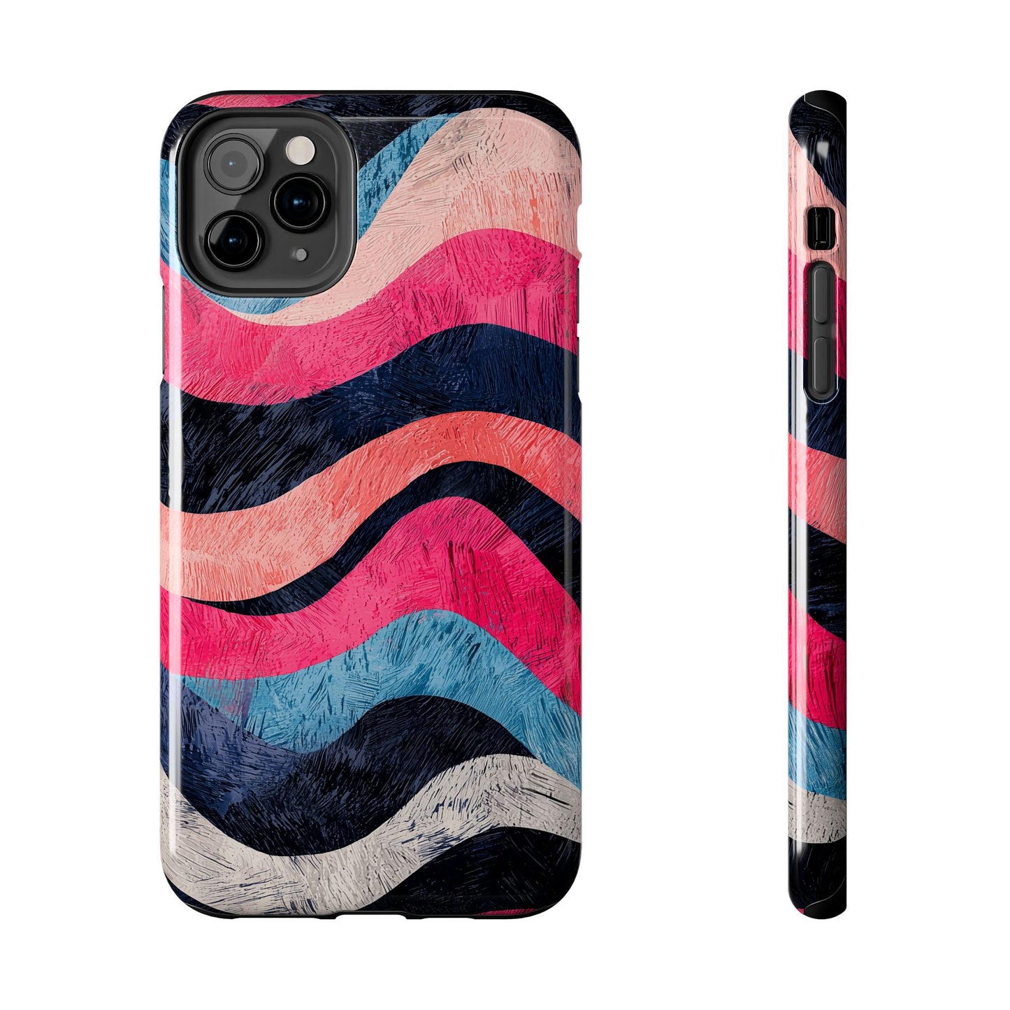 Abstract Wave Pattern iPhone Case – Shockproof, Matte Finish, Dual-Layer Protection