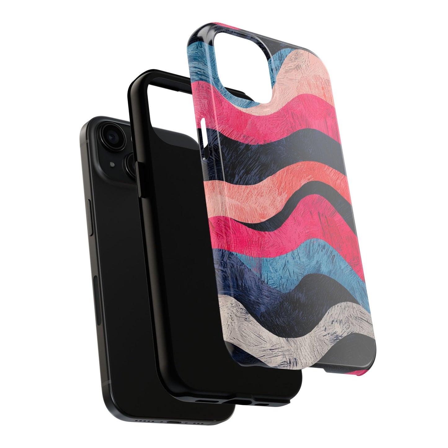 Abstract Wave Pattern iPhone Case – Shockproof, Matte Finish, Dual-Layer Protection