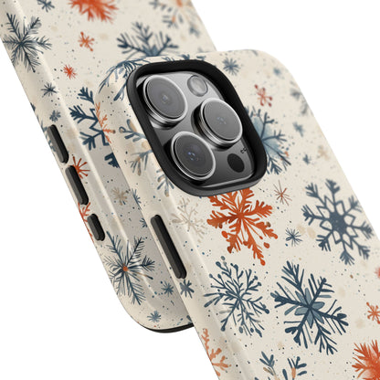 Rustic Orange and Blue Snowflake Pattern – iPhone Series Case