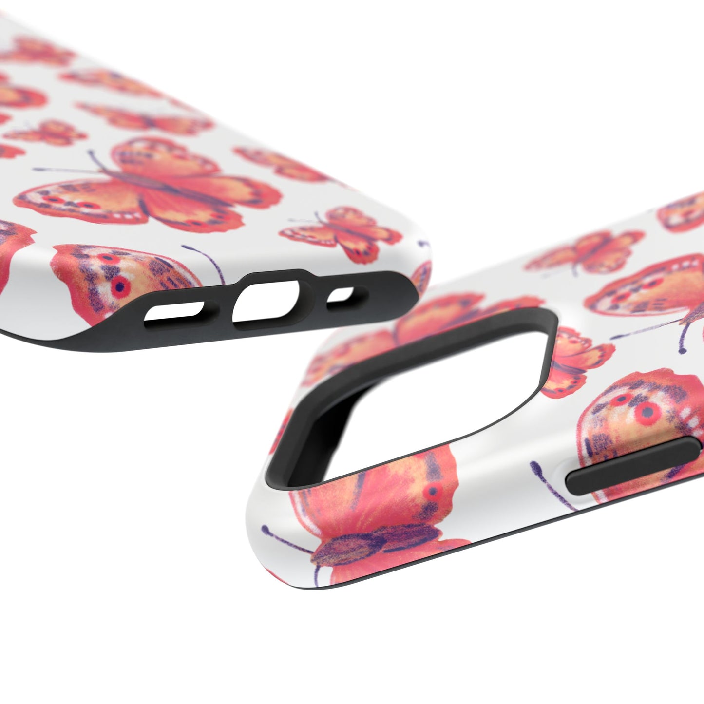 Coral Butterfly MagSafe iPhone Case – Slim, Protective Design with Bold Watercolor Print