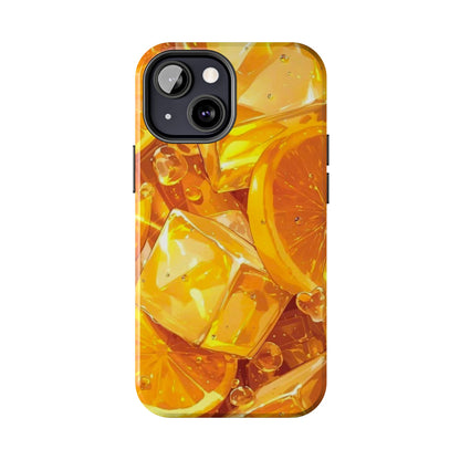 Citrus Splash iPhone Case – Bright Orange Slices & Ice, Dual-Layer Protection