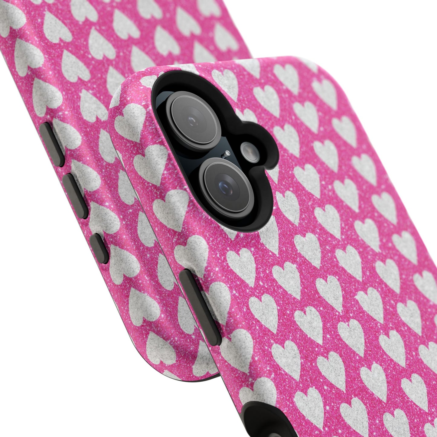 Pink Glitter Heart Pattern MagSafe Case