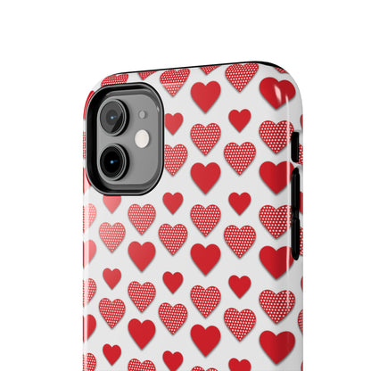 Red & Polka Dot Hearts iPhone Case