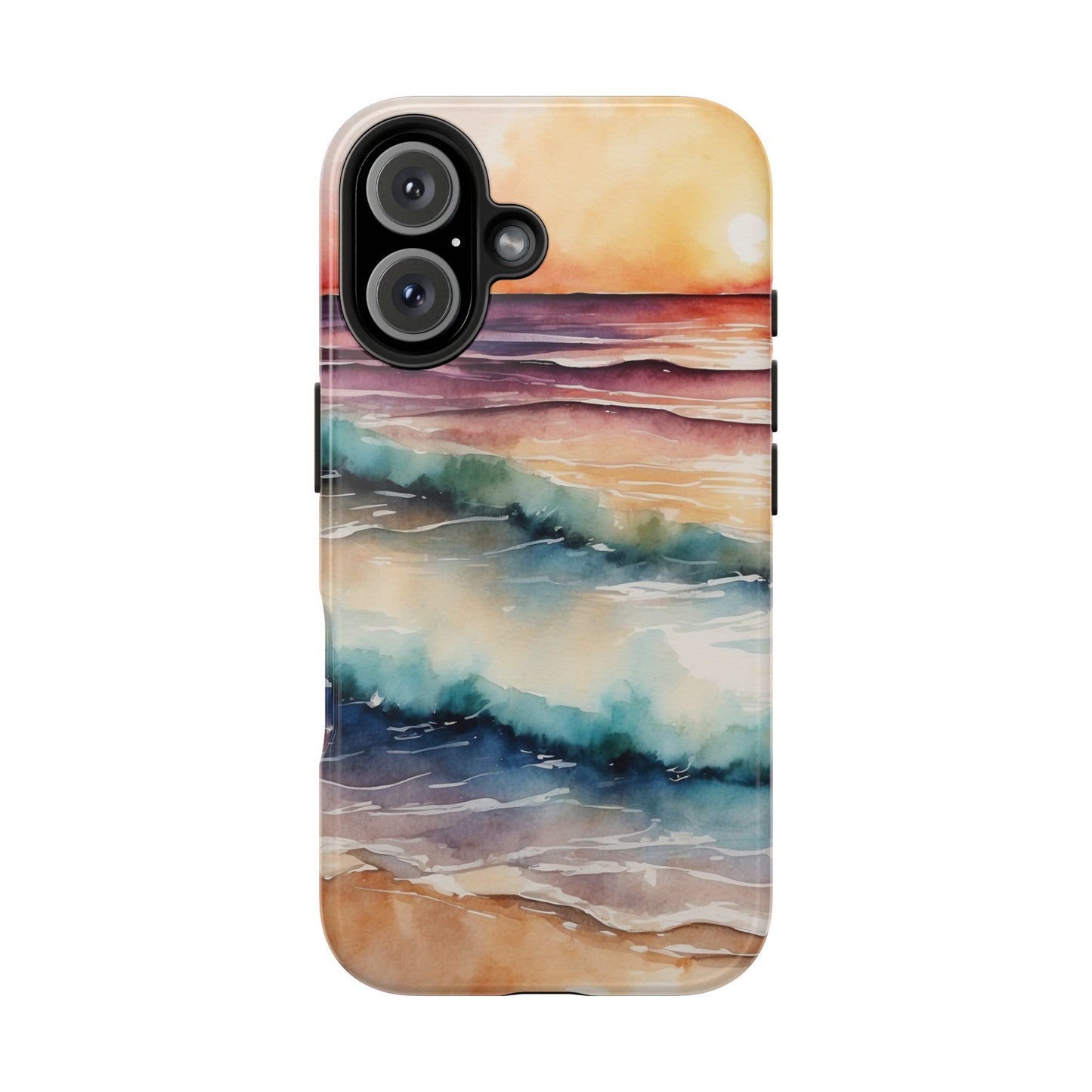 Sunset Waves iPhone Case – Vibrant Watercolor Design