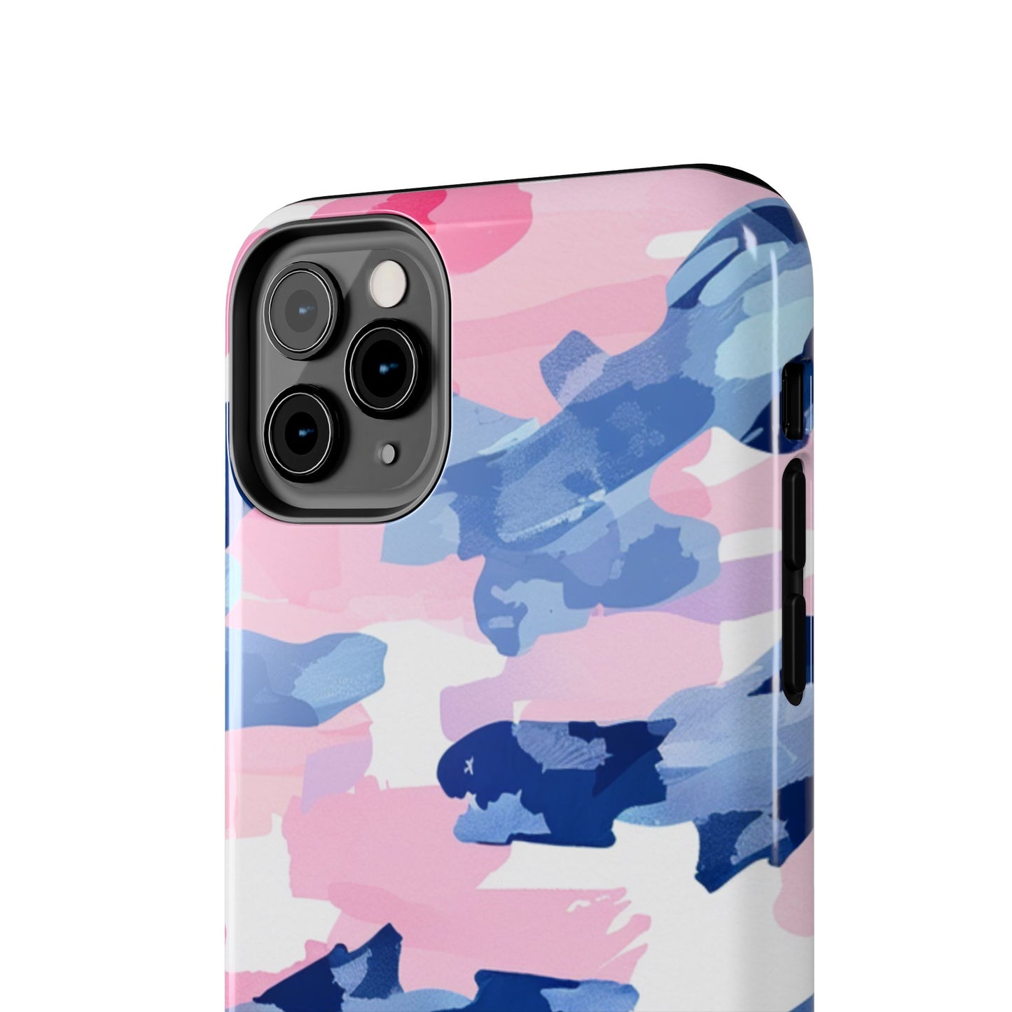 iPhone Case: Dynamic Pink & Navy Brushstroke Art