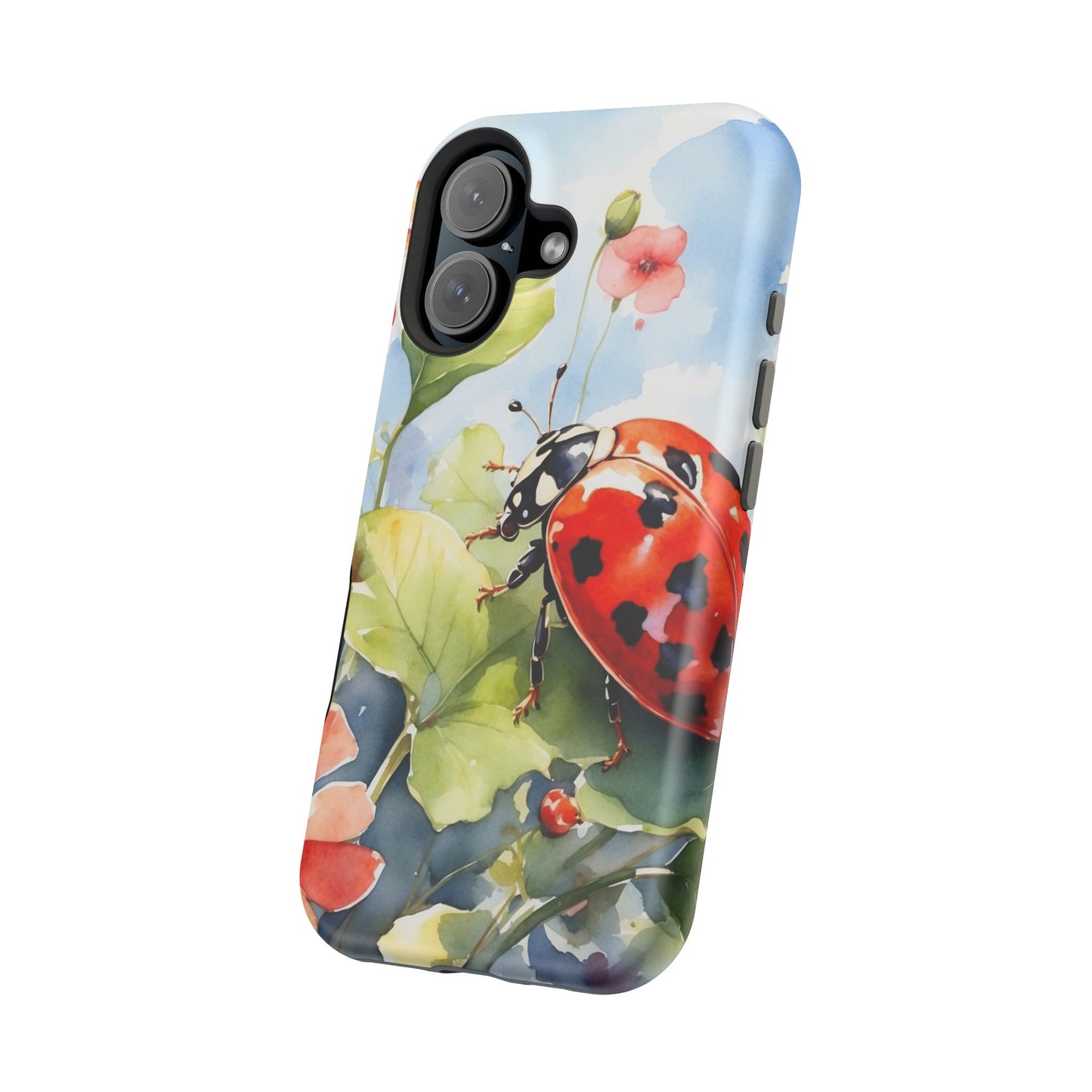 Watercolor Ladybug & Poppy Fields - MagSafe iPhone Case