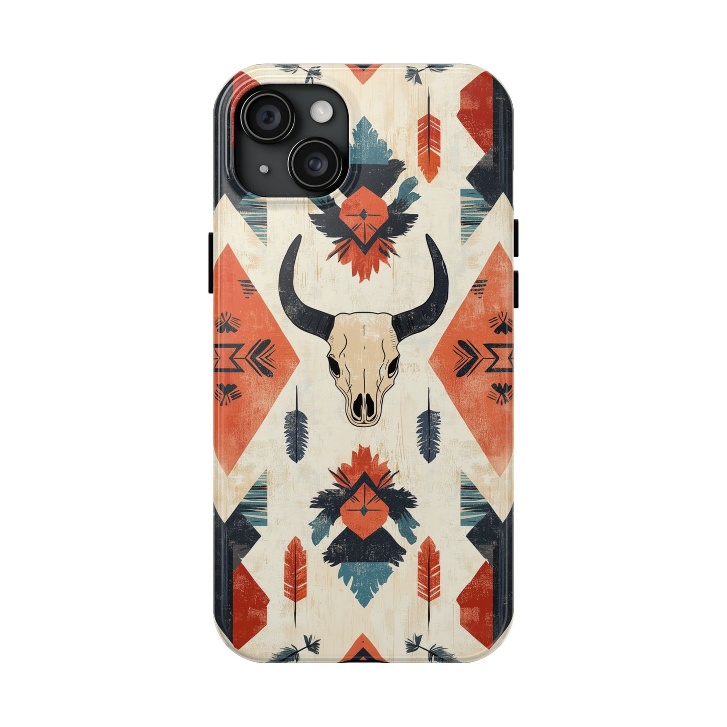 Southwestern Bull Skull iPhone Case – Durable Matte Finish with Rustic Tribal Design - BOGO Cases