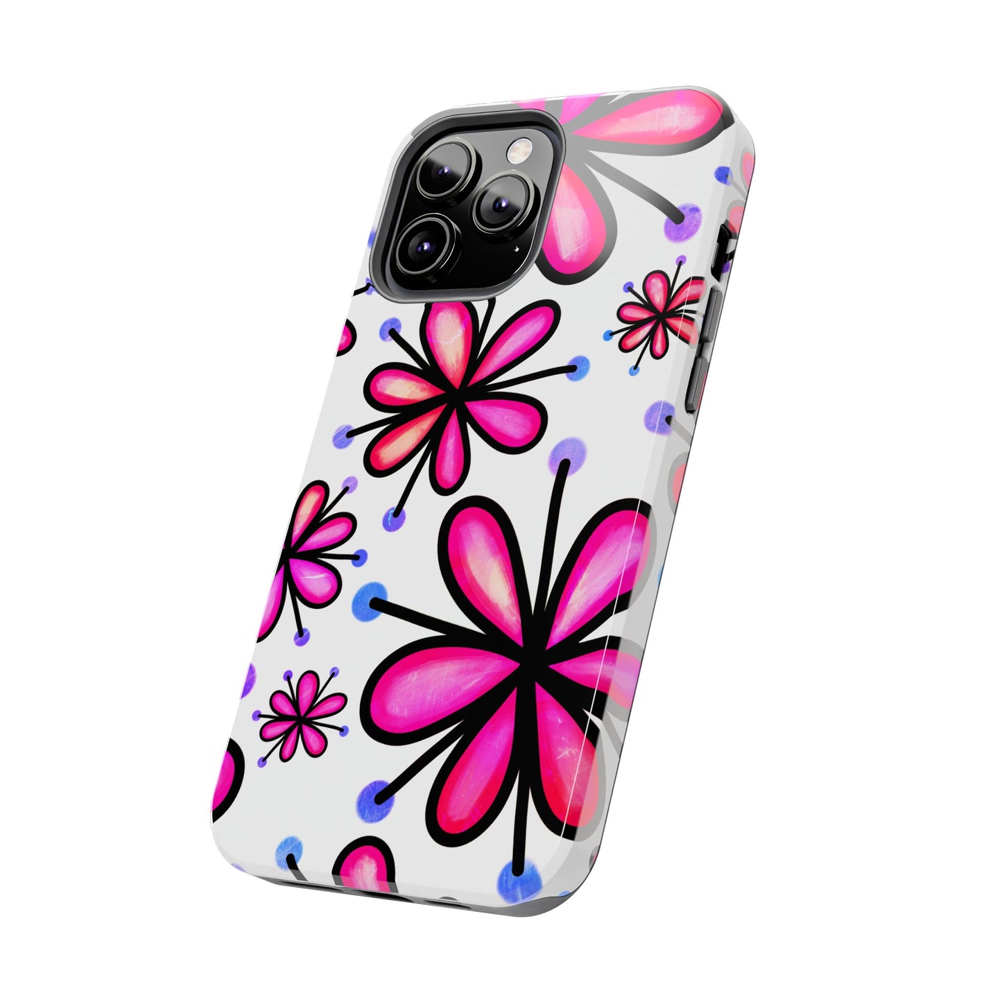 Pink Retro Bloom iPhone Case – Ultra-Slim Design, Glossy Finish