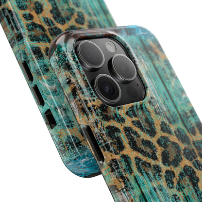 Turquoise Rustic Leopard Wood - iPhone Series Case