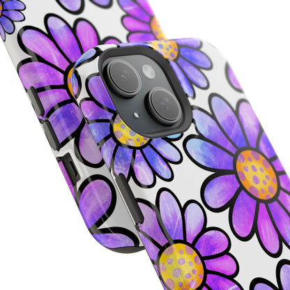 Purple Daisy Delight MagSafe iPhone Case – Slim Profile, Glossy Finish