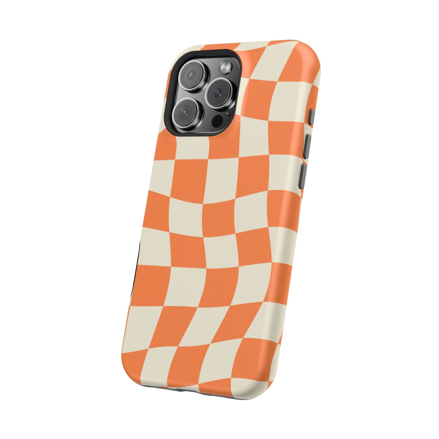 Wavy Retro Checkerboard MagSafe iPhone Case – Shockproof, Matte Finish, Dual-Layer Protection