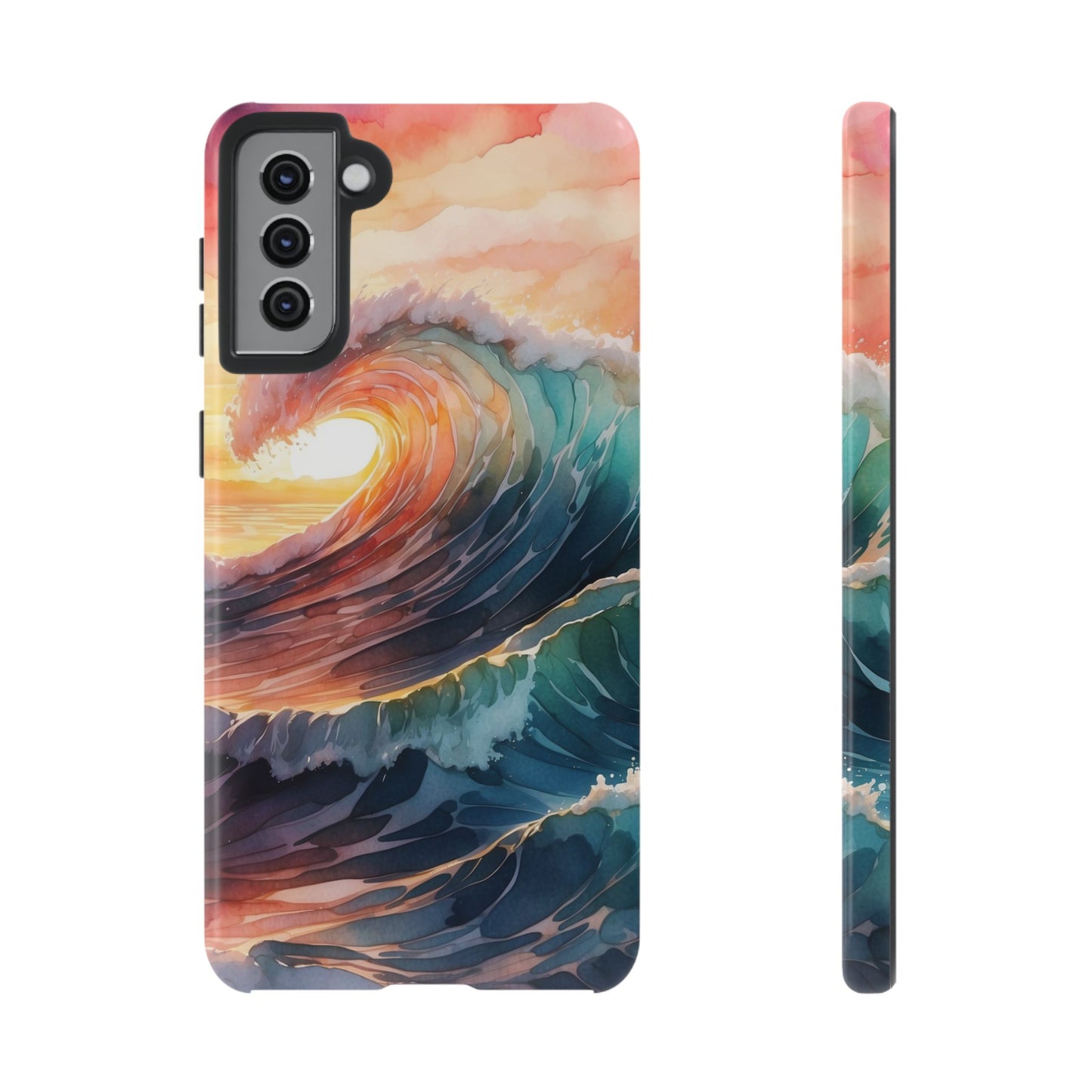 Ocean Sunrise Wave Samsung Galaxy Case – Vibrant Watercolor Wave Design