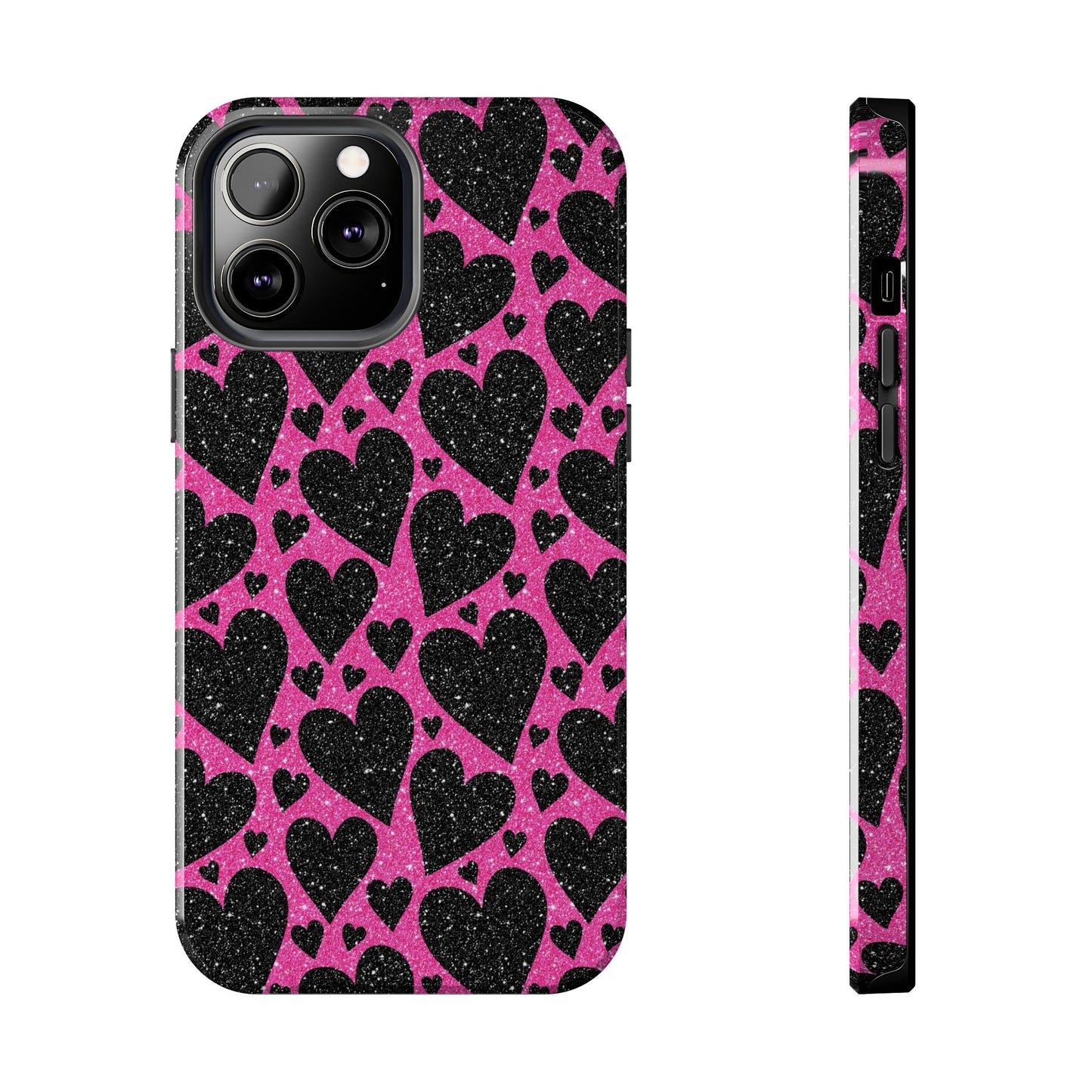 Pink Glitter Hearts iPhone Case