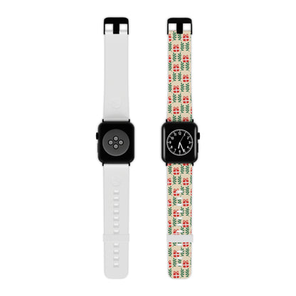  Holiday Cheer Red Gifts & Green Leaves  Apple Watch Band