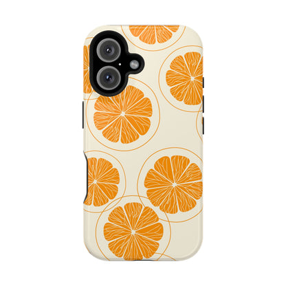 Citrus Burst Pattern Tough MagSafe iPhone Case – Bold Orange Design, Shockproof Protection