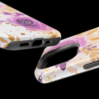 Soft Purple & Gold Floral Splash - MagSafe iPhone Series Case