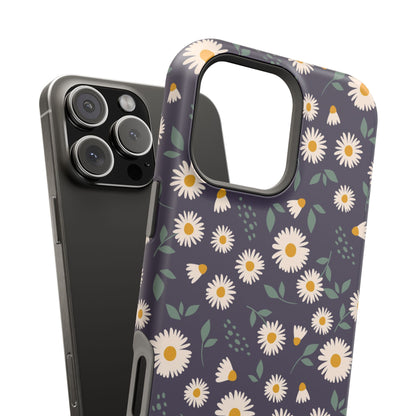 Midnight Daisy MagSafe iPhone Case – Dark Navy Floral Design, Slim and Protective