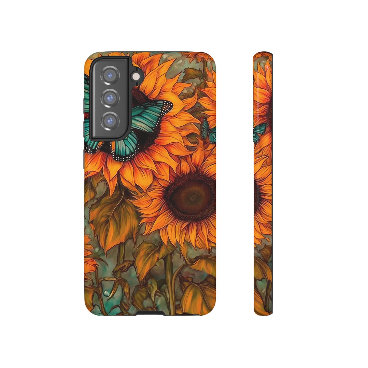 Vintage Blue Butterfly & Sunflower Art – Samsung Galaxy Case