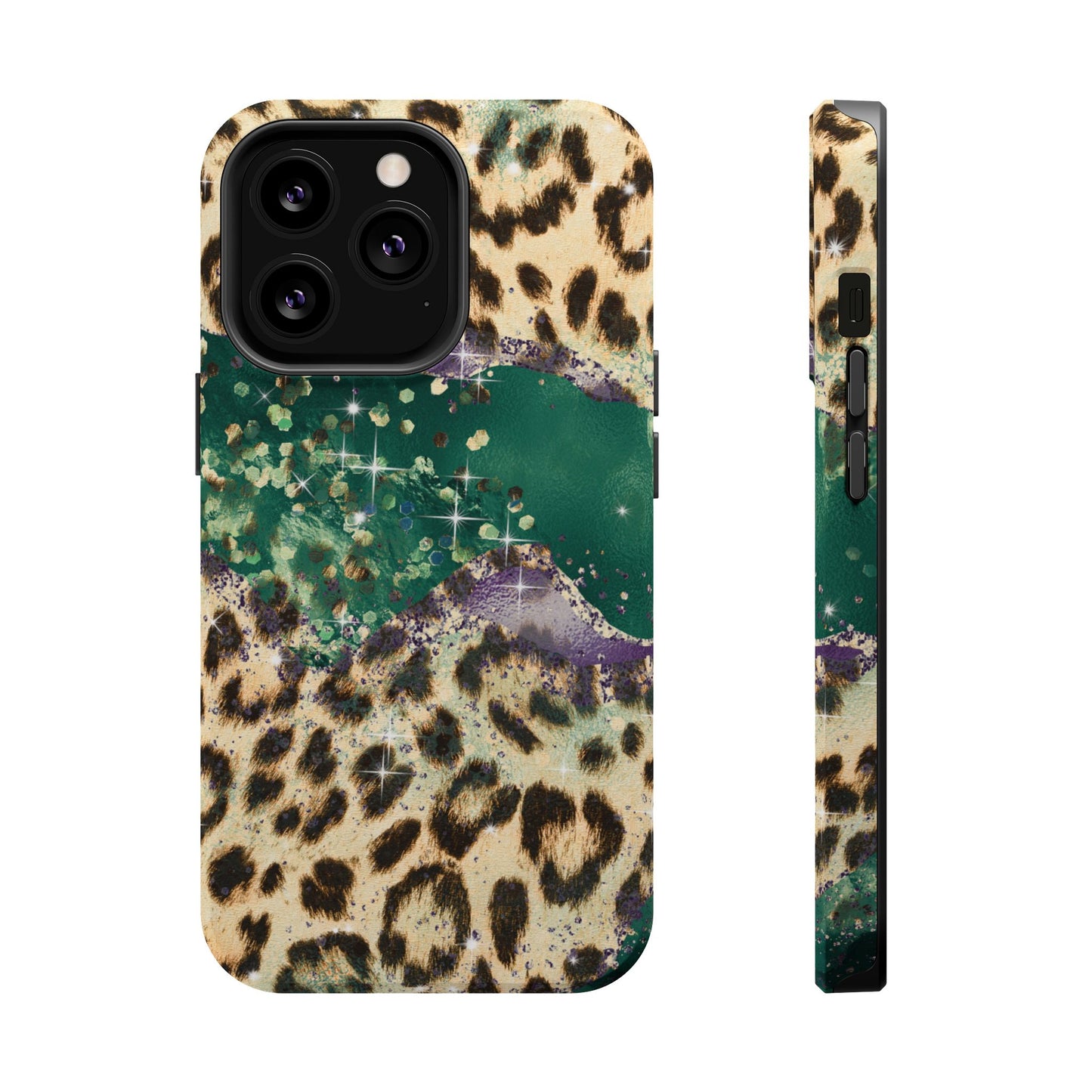 Emerald Glitter Leopard Print - MagSafe iPhone Series Case