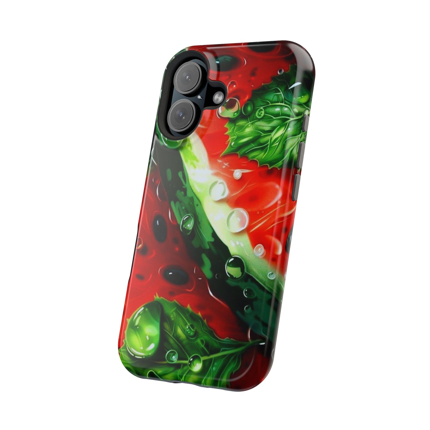 Juicy Watermelon & Mint MasSafe iPhone Case – Tough Dual-Layer, Vibrant Summer Design