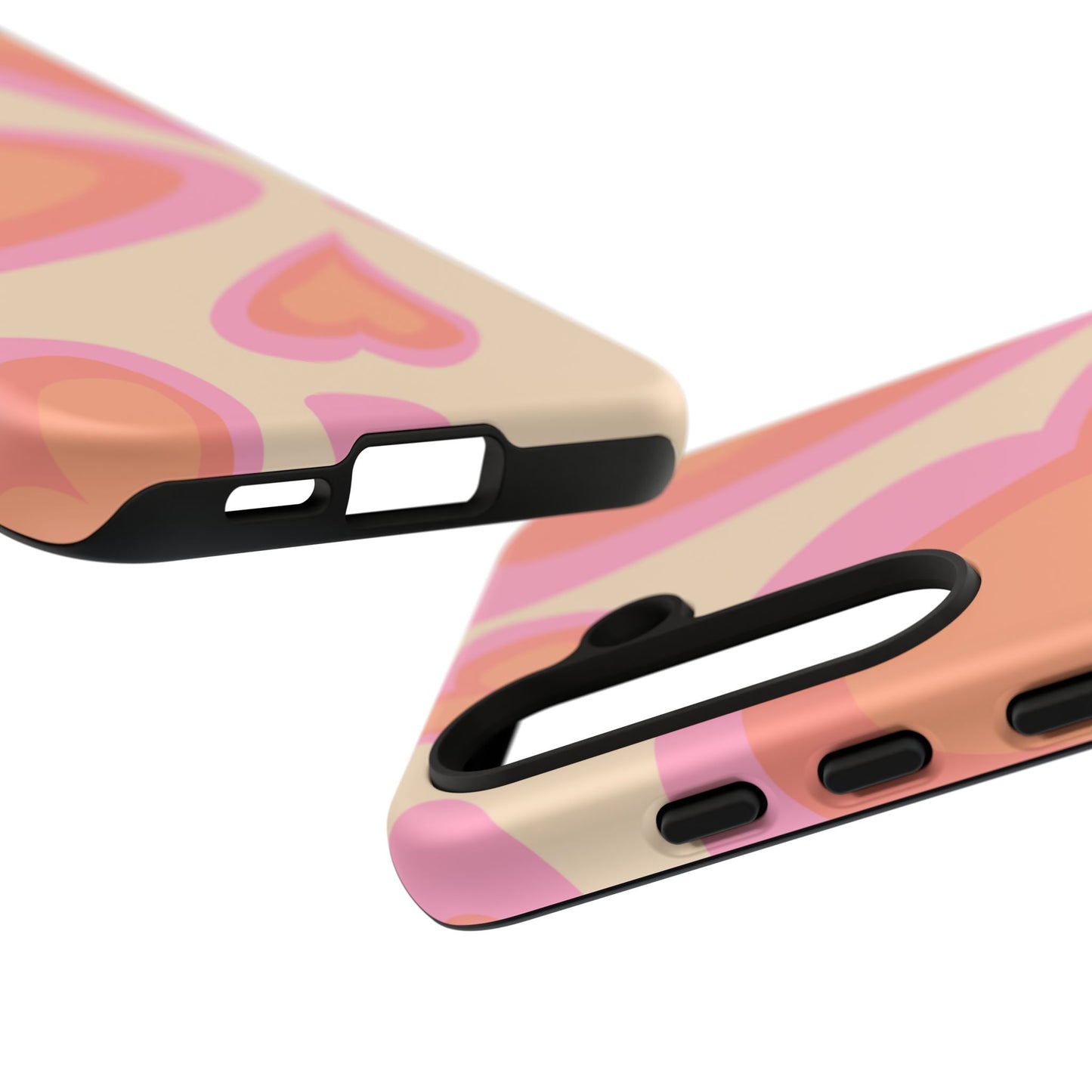 Retro Pink Hearts Samsung Galaxy Case – Shock-Resistant, Matte Finish, Dual-Layer Protection