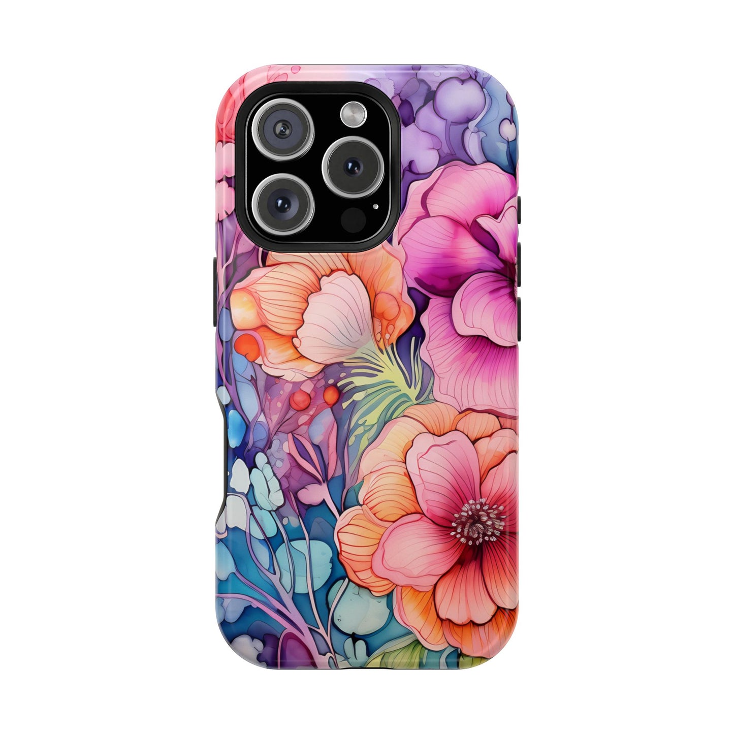 Bright Watercolor Floral Splash MagSafe iPhone Series Case – Bold Artistic Design