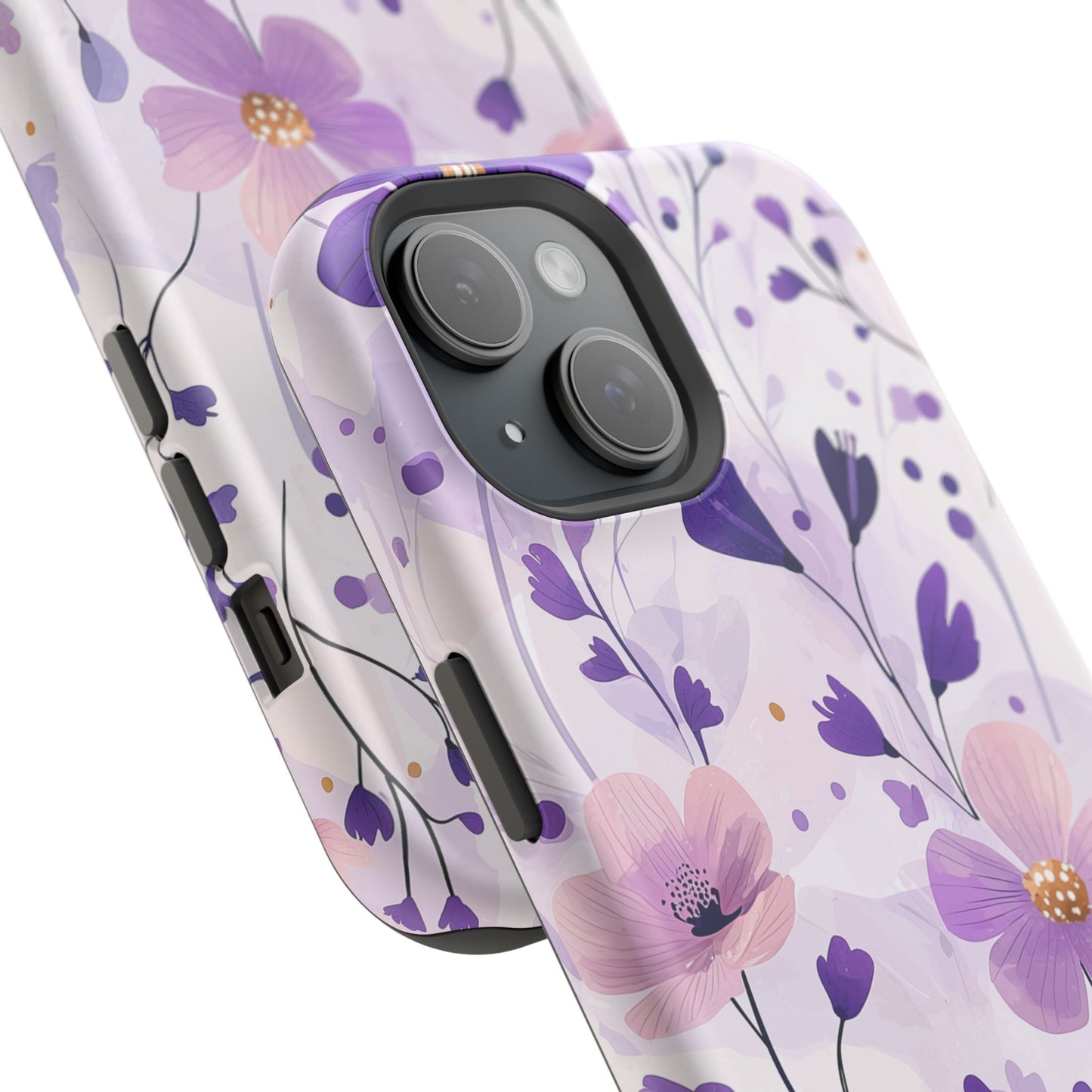 Purple Floral Bliss MagSafe iPhone Case – Delicate Blossom Design