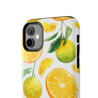 Sunny Citrus Grove Tough iPhone Case – Watercolor Orange Design, Dual - Layer Protection - BOGO Cases