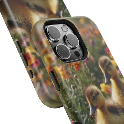 Charming Ducklings in Floral Garden - MagSafe iPhone Case