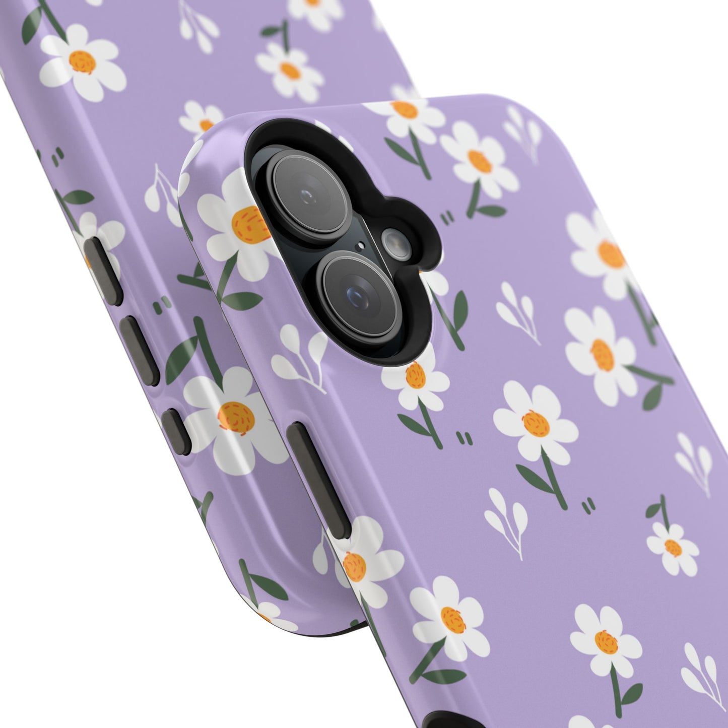 Purple Daisy Garden MagSafe  iPhone Case – Soft Lavender Background, Shockproof Protection with Slim Fit