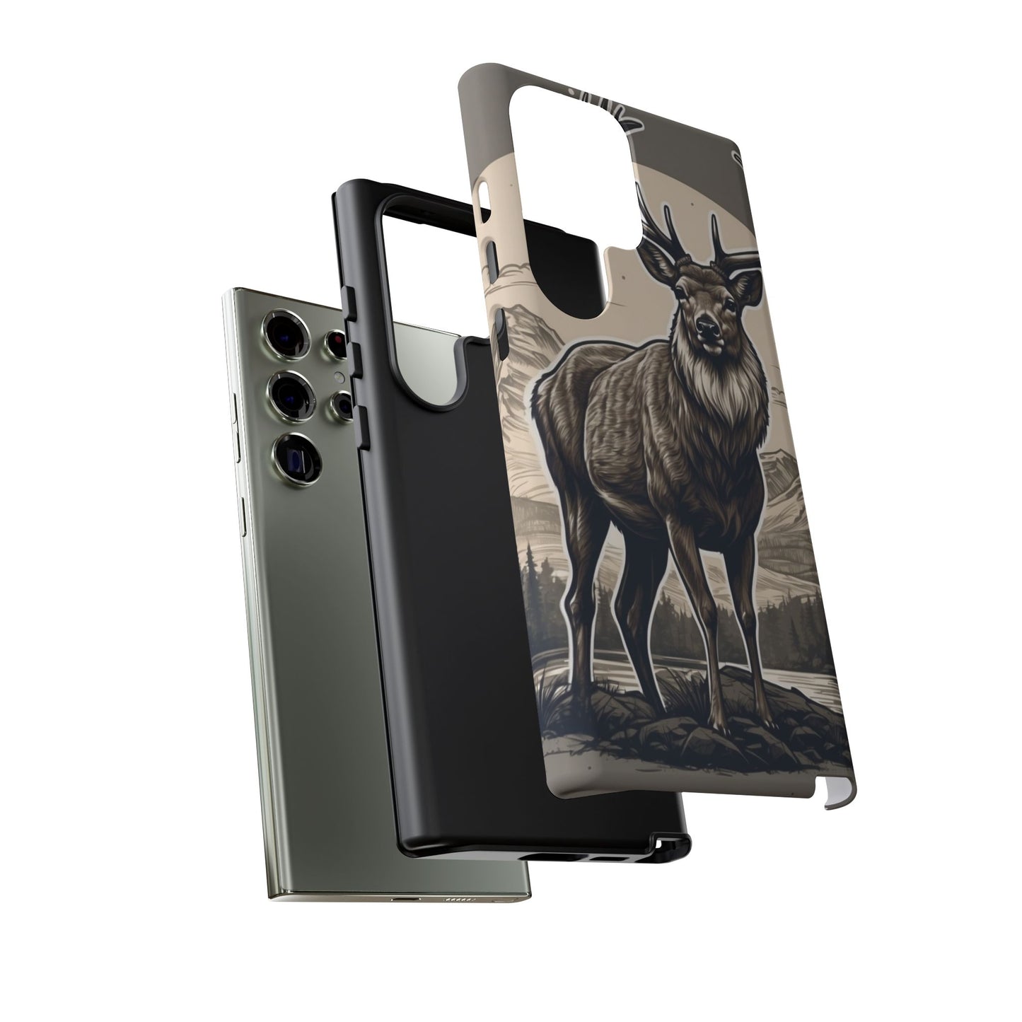 Monochrome Majesty – Regal Stag Samsung Galaxy Phone Case