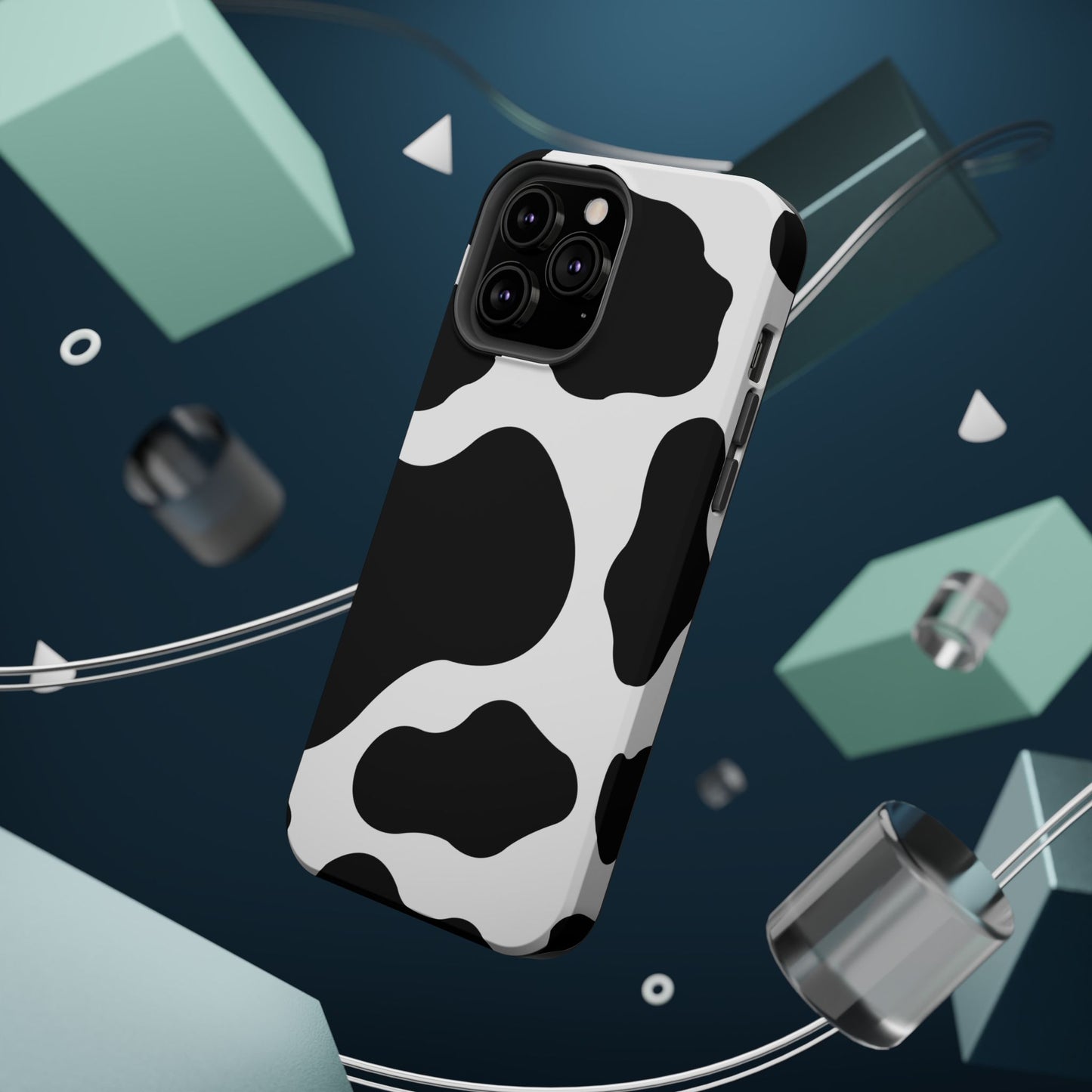 Chic Cow Print Tough Magsafe iPhone Case – Trendy Monochrome Animal Pattern with Dual-Layer Protection